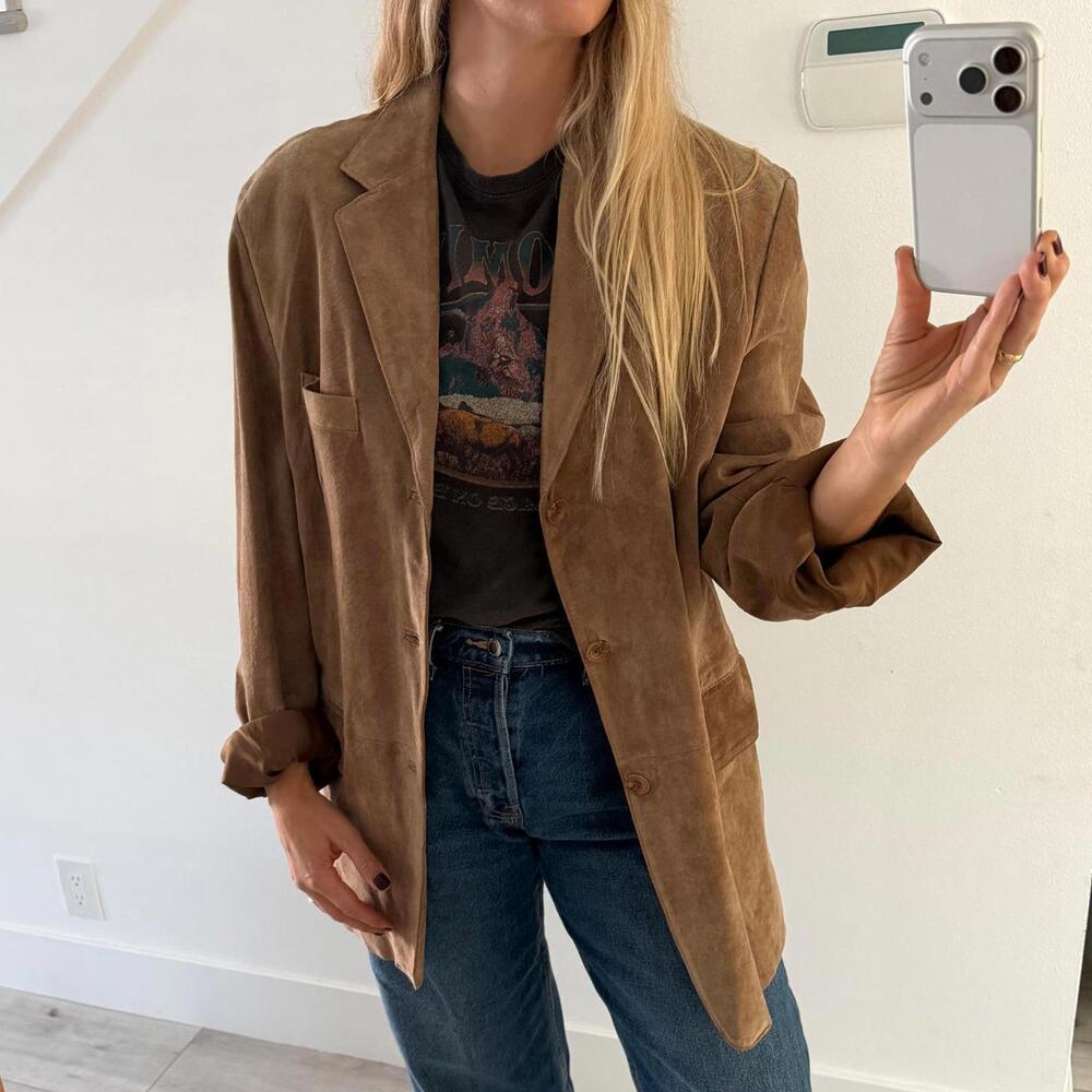 Elegant Tan Women's Suede Blazer